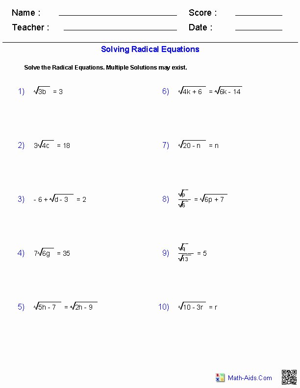 Simplifying Radicals Worksheet 1 Elegant Simplifying Radicals Worksheet 1