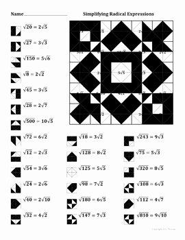 Simplifying Radicals Worksheet Algebra 1 Inspirational Simplifying Radical Expressions Color Worksheet by Aric