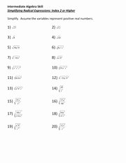 Simplifying Radicals Worksheet Algebra 1 Lovely Math 0006 Simplifying Radical Expressions Index 2 or
