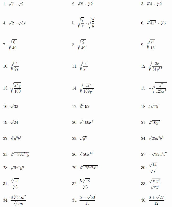 Simplifying Radicals Worksheet Answers New Simplifying Radical Expressions