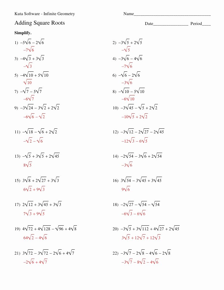 Simplifying Radicals Worksheet with Answers Beautiful 53 Multiplying Radical Expressions Worksheet Simplifying