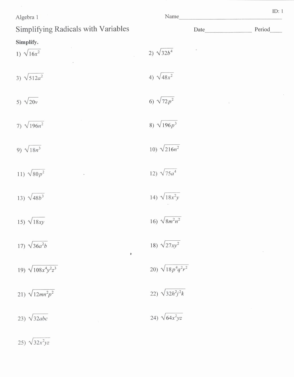 Simplifying Radicals Worksheet with Answers Luxury Adding Radicals Worksheet Addition Alistairtheoptimist
