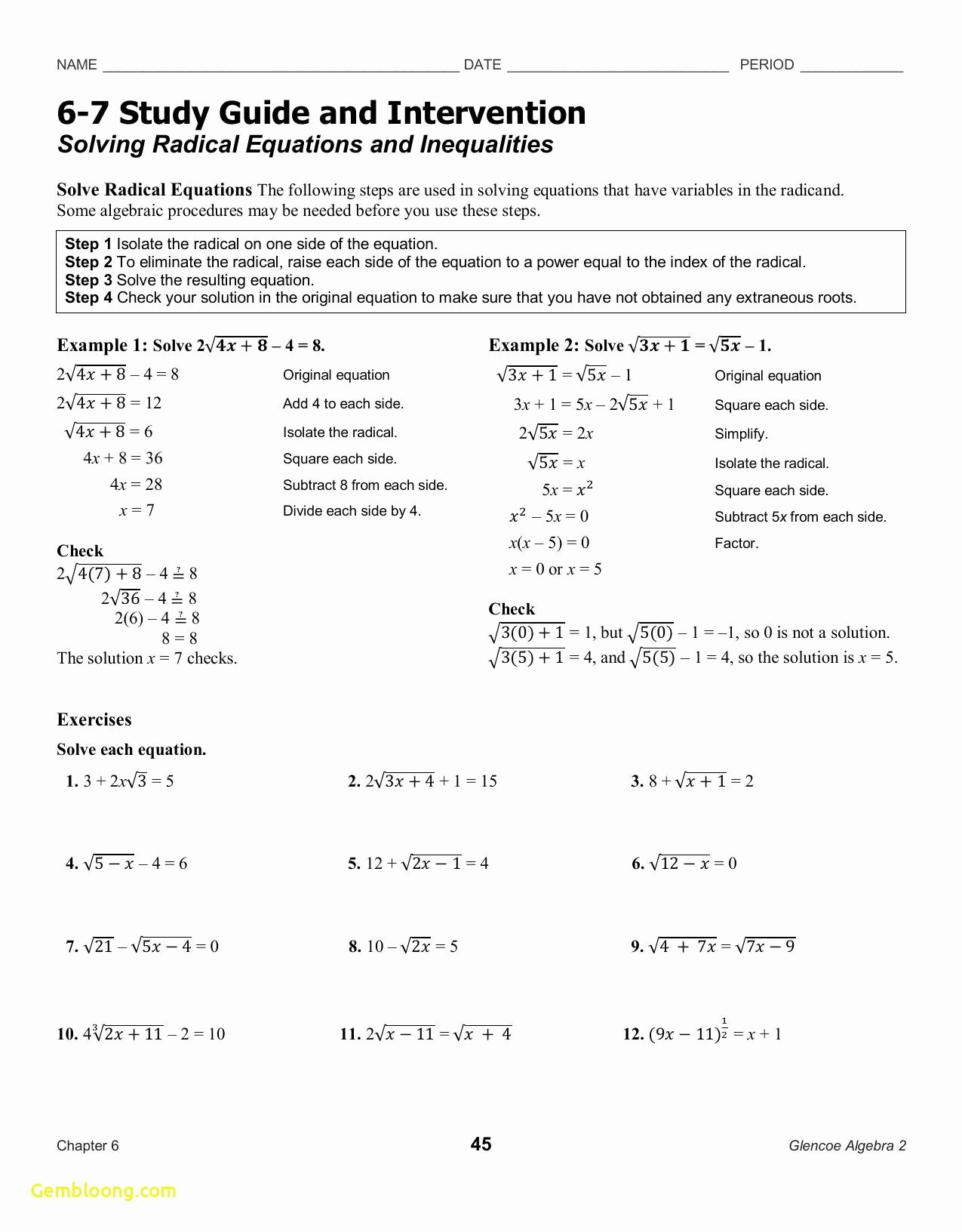 Simplifying Radicals Worksheet with Answers New Simplifying Radicals Worksheet Answers Cramerforcongress