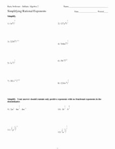 Simplifying Rational Exponents Worksheet Awesome Simplifying Rational Exponents 9th 12th Grade Worksheet