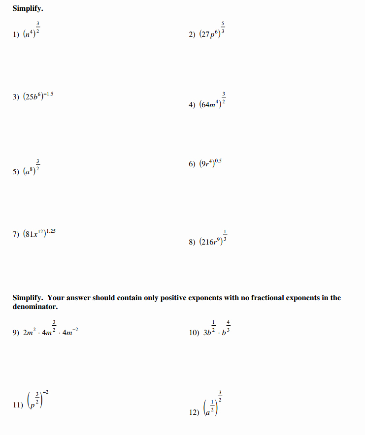 50 Simplifying Rational Exponents Worksheet | Chessmuseum Template Library