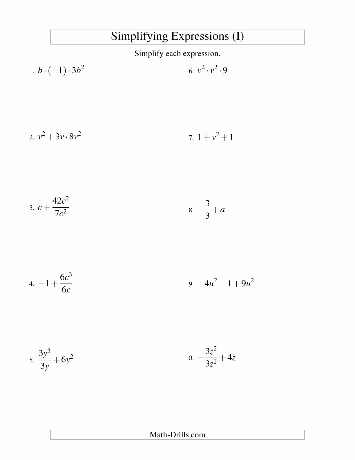 Simplifying Rational Expressions Worksheet Answers Best Of 17 Best Of Simplifying Algebra Worksheets