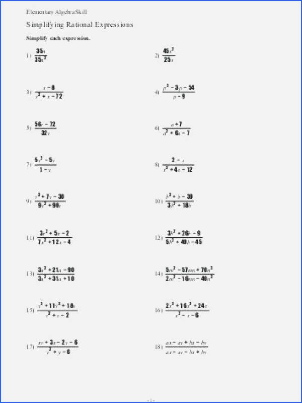 50 Simplifying Rational Expressions Worksheet Answers