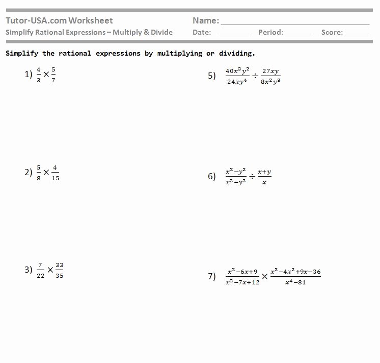 50 Simplifying Rational Expressions Worksheet Answers