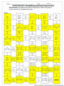 Simplifying Rational Expressions Worksheet Answers New Simplifying Algebraic Rational Expressions Maze by 4 the