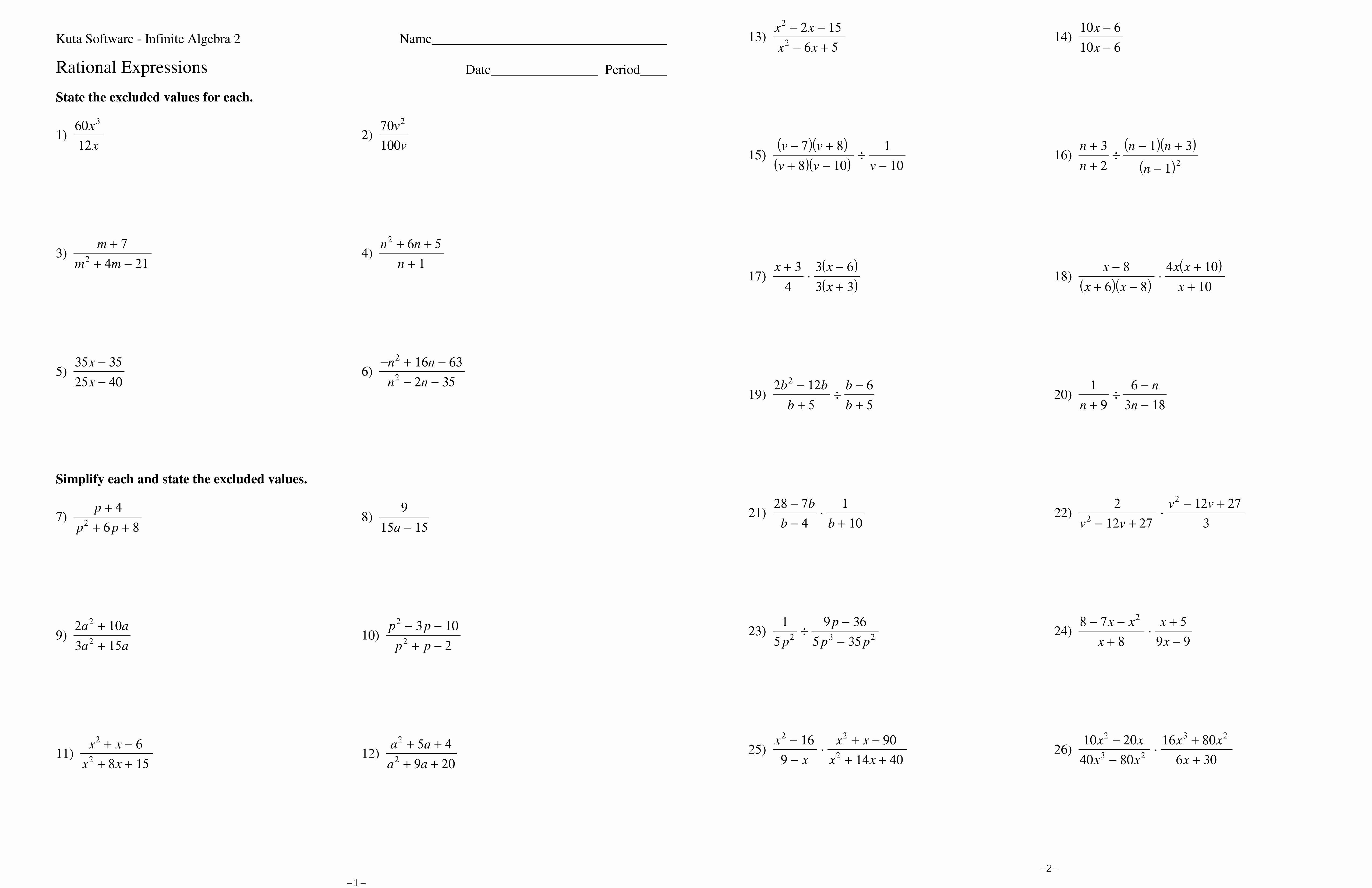 50 Simplifying Rational Expressions Worksheet Answers