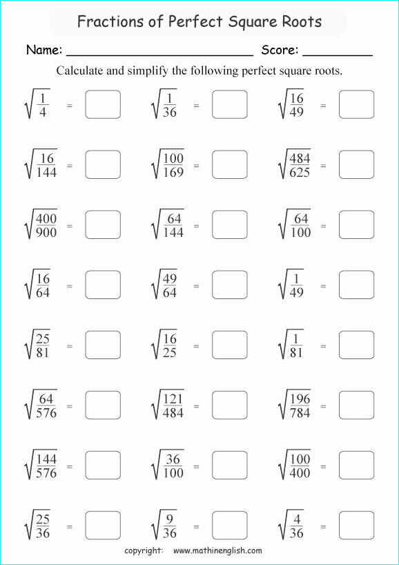 Simplifying Radicals Square Roots