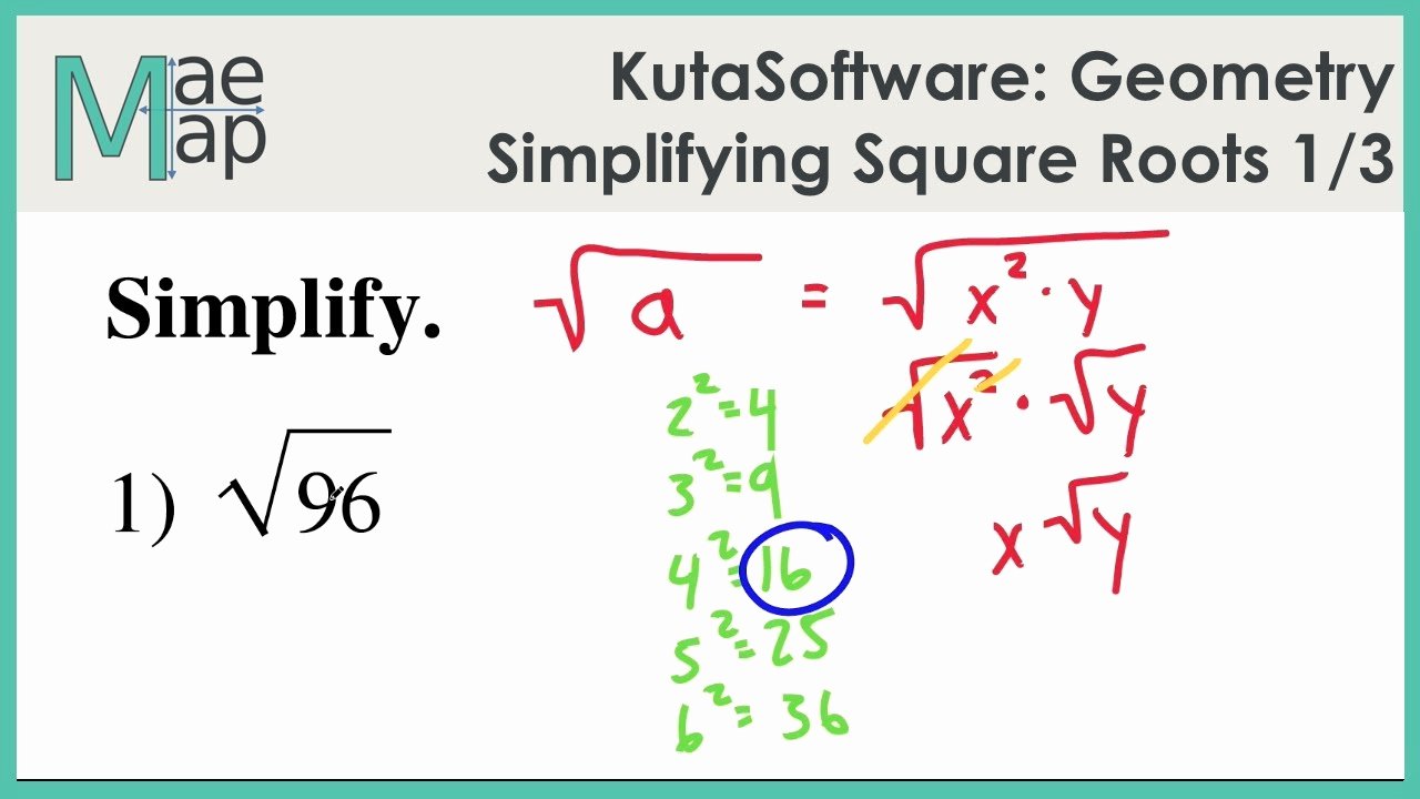 Simplify Square Root Worksheet