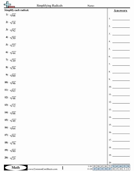 Simplifying Square Roots Worksheet Answers New Simplifying Square Roots Worksheet