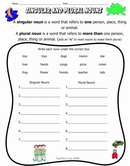 Singular and Plural Nouns Worksheet Beautiful Grade 1 October 2015
