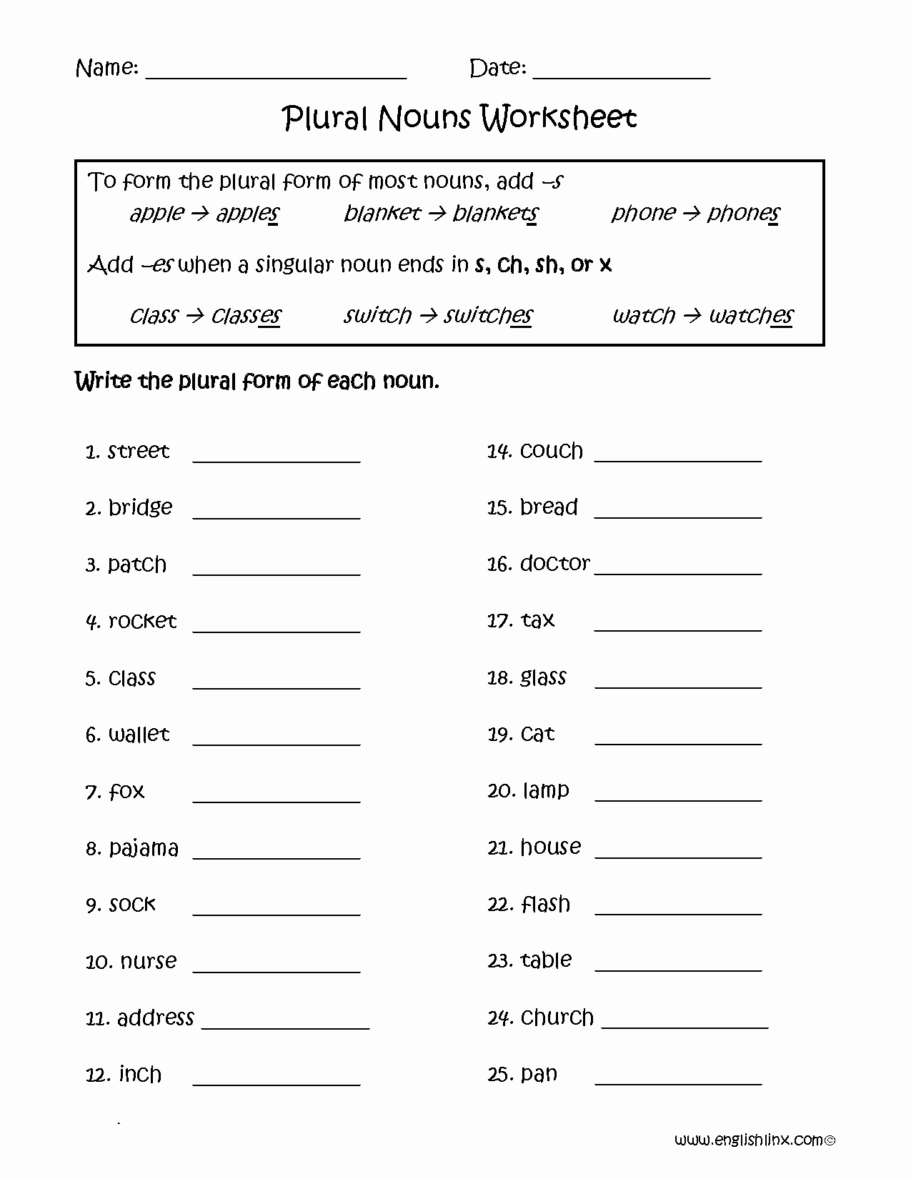 Singular and Plural Nouns Worksheet Beautiful Plural Nouns Worksheets Englishlinx Board