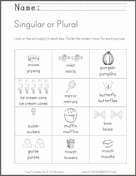 Singular and Plural Nouns Worksheet Best Of Singular or Plural Noun Worksheet