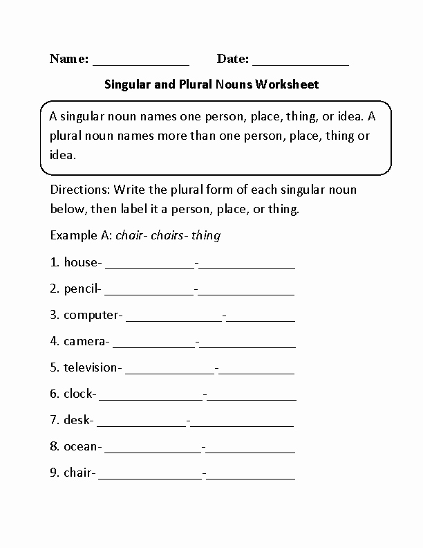 Singular and Plural Nouns Worksheet Fresh 15 Best Of 7th Grade Pronouns Worksheets Pronouns