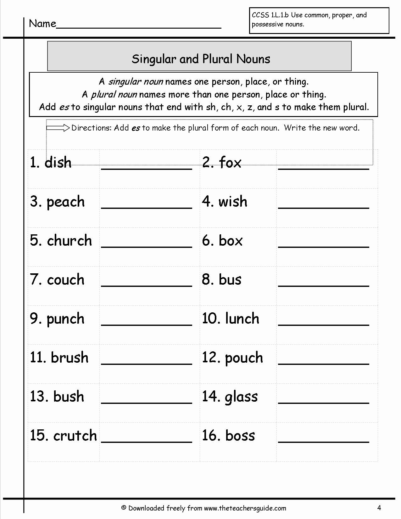 Singular and Plural Nouns Worksheet Inspirational Singular and Plural Nouns Worksheets From the Teacher S Guide