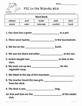 Singular and Plural Nouns Worksheet Lovely Singular and Plural Nouns 2nd 3rd Grade Mon Core