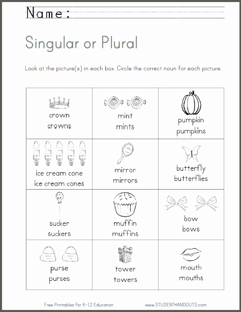Singular and Plural Nouns Worksheet Luxury Singular or Plural Nouns Worksheet