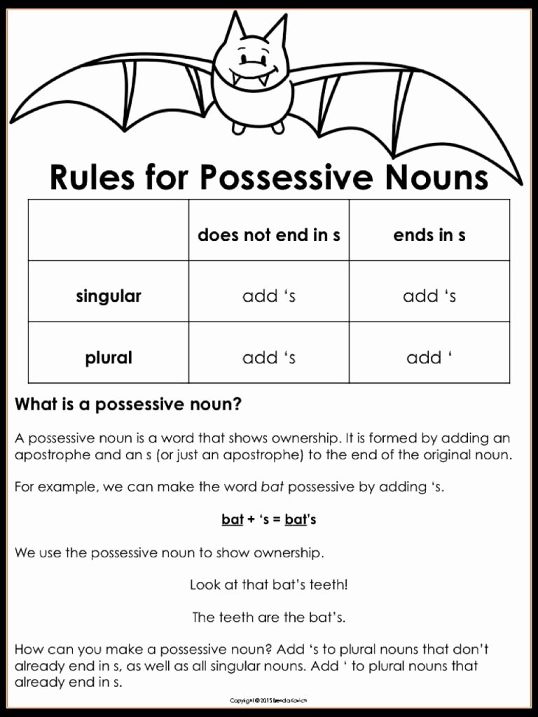 50 Singular Possessive Nouns Worksheet | Chessmuseum Template Library