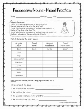 Singular Possessive Nouns Worksheet Unique Possessive Nouns Worksheet by Elementary Engagement
