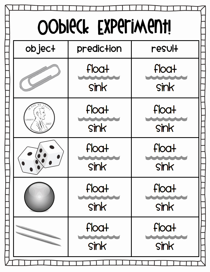 sink or float worksheet awesome oobleck worksheet pdf of sink or float worksheet