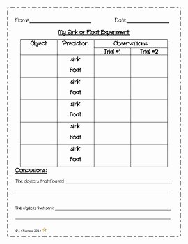Sink or Float Worksheet Beautiful Sink or Float Recording Page by First Grade Fun