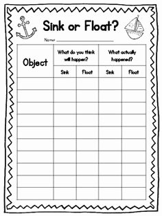 Sink or Float Worksheet Fresh Age 3 Science Activities for Kids and Charts On Pinterest