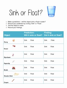 Sink or Float Worksheet Fresh Sink or Float Activity Worksheet by Allison Kress