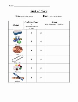 Sink or Float Worksheet Luxury Sink or Float Experimenting with Water by Neveen assad