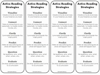 Skills Worksheet Active Reading Best Of Reading Strategy Bookmarks Free by Iheartliteracy