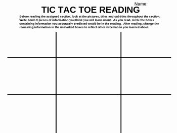 Skills Worksheet Active Reading Fresh Tic Tac toe Reading Strategy Power Point Worksheet