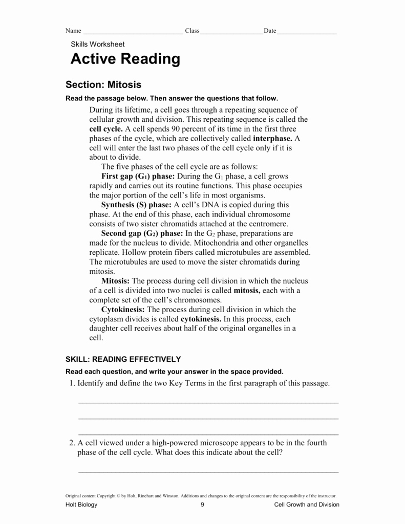 Skills Worksheet Active Reading New File