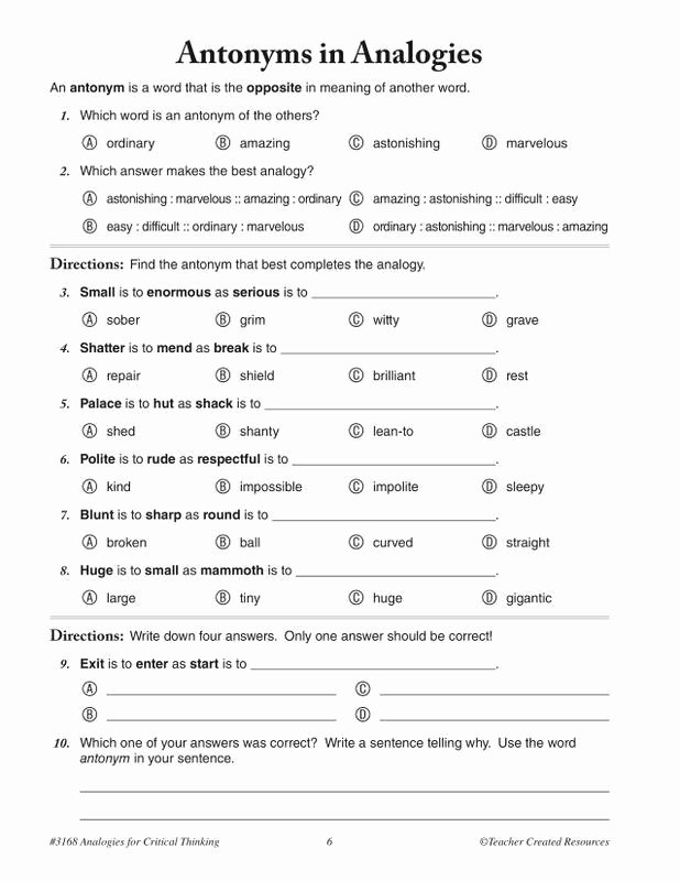 Skills Worksheet Critical Thinking Analogies Best Of Teacher Created Resources Analogies for Critical Thinking