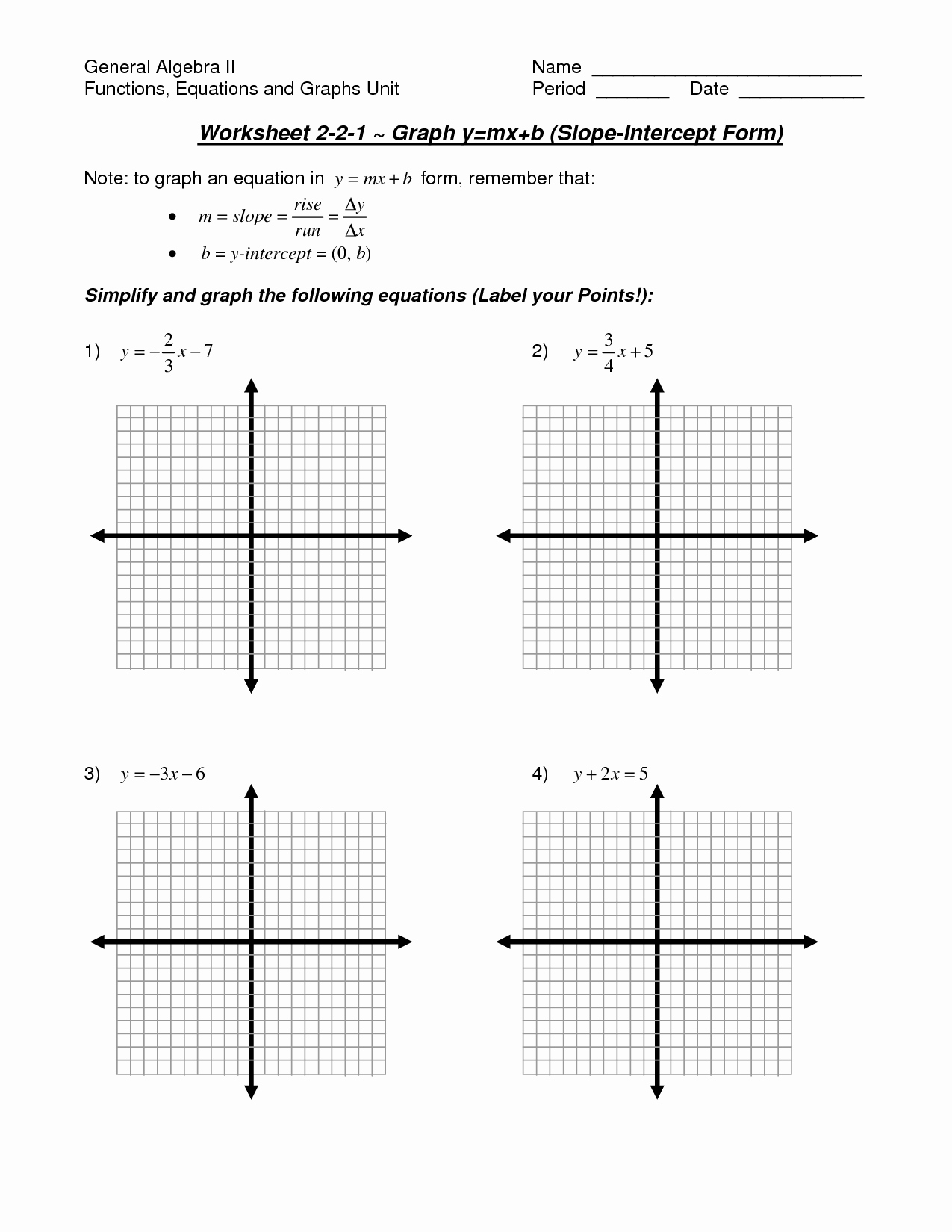 Slope From A Graph Worksheet New Slope Intercept form Worksheet 1 with Answers Linear