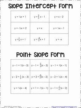 Slope Intercept form Worksheet Inspirational Point Slope and Slope Intercept form Activity by Lindsay