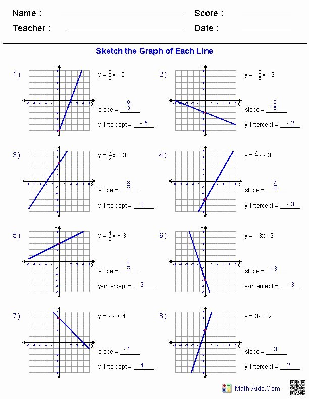 Slope Of A Line Worksheet Awesome Graphing Slope Intercept form Worksheets