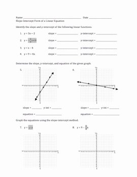 Slope Of A Line Worksheet New Slope Intercept form Of A Linear Equation by Dynamic