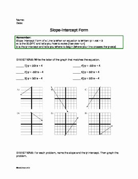 Slope Word Problems Worksheet Fresh Slope Intercept form Practice Worksheet by Sarah Price