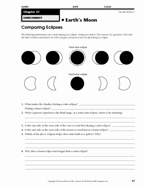 Solar and Lunar Eclipses Worksheet Beautiful Moon Eclipse Worksheet Gallery