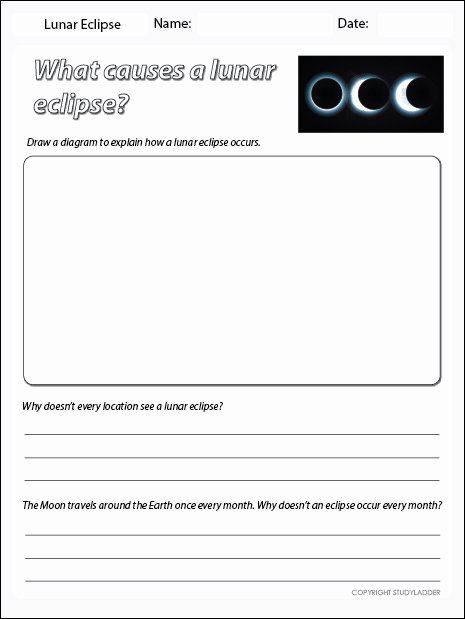 Solar and Lunar Eclipses Worksheet Elegant Lunar Eclipse Worksheet Studyladder Interactive Learning