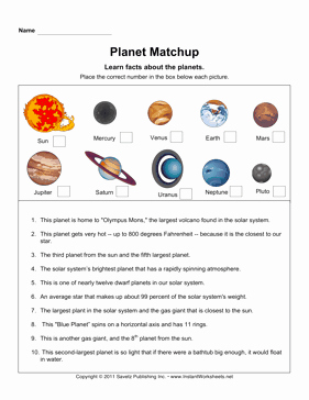 Solar System Worksheet Pdf Awesome Planet Matchup