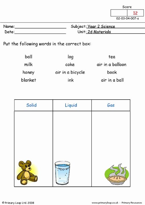 Solid Liquid Gas Worksheet Best Of solid Liquid or Gas