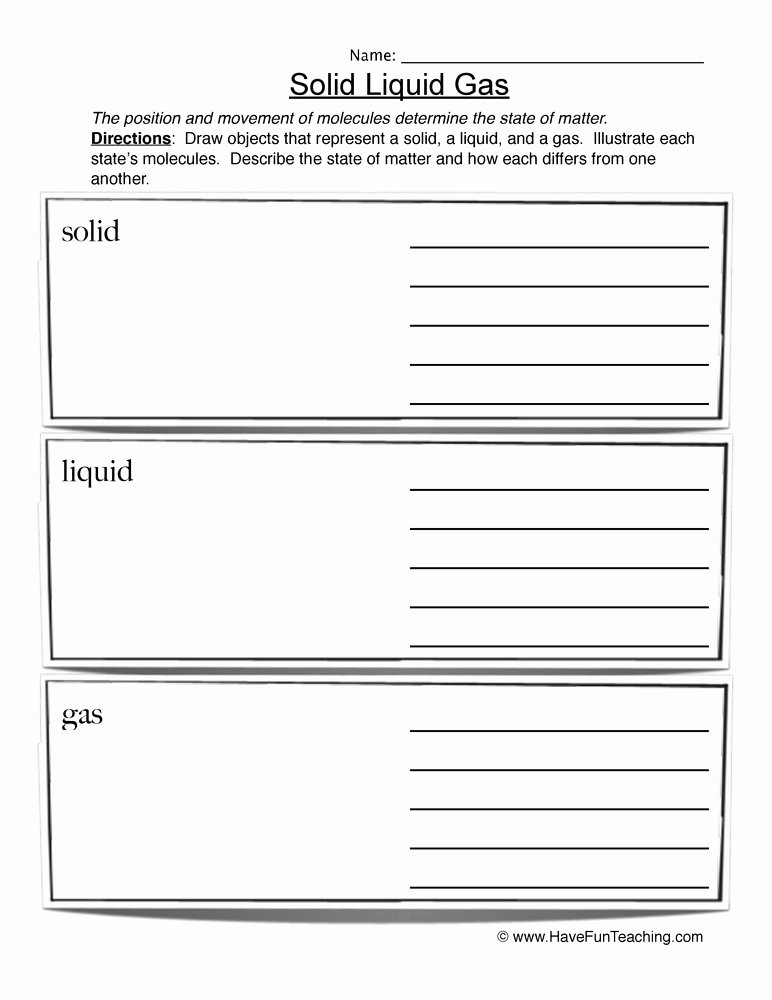 50 Solid Liquid Gas Worksheet