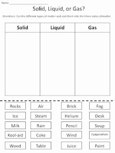 Solid Liquid Gas Worksheet Fresh 1000 Ideas About solid Liquid Gas On Pinterest