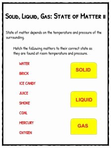 Solid Liquid Gas Worksheet Inspirational solid Liquid &amp; Gas Worksheets