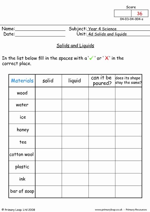 Solid Liquid Gas Worksheet Inspirational solids and Liquids 2