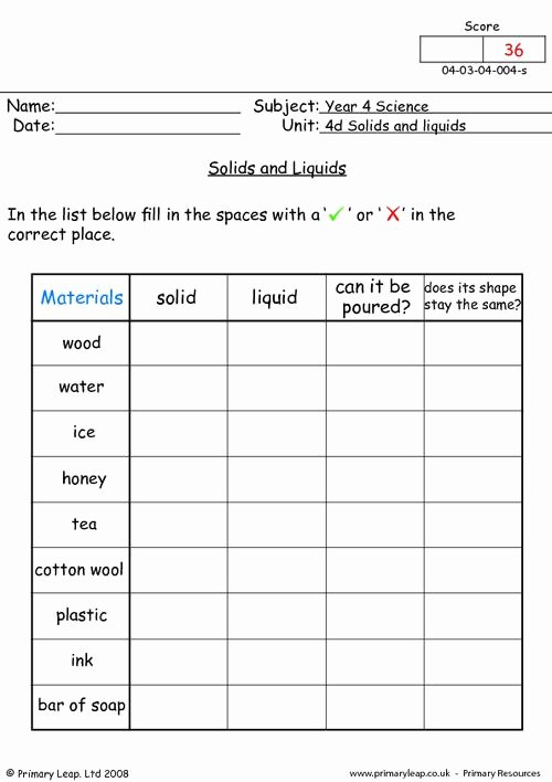 50 solid Liquid Gas Worksheet | Chessmuseum Template Library