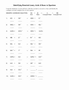 Solutions Acids and Bases Worksheet Elegant Identifying Bronsted Lowry Acids and Bases In Equations